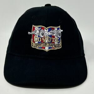 Vintage 90s AJ Foyt Enterprises Coyote Hat Baseball Cap Indy 500 Strapback Black